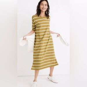 Madewell Tee dress colorblock stripe casual neutral fall mum comfy midi dress